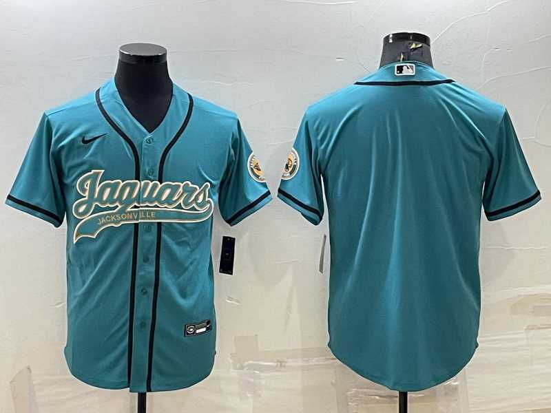 Men%27s Jacksonville Jaguars Blank Teal With Patch Cool Base Stitched Baseball Jersey->indianapolis colts->NFL Jersey